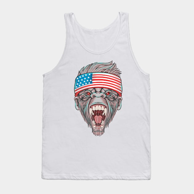 Gorilla Face Tank Top by Happy Art Designs